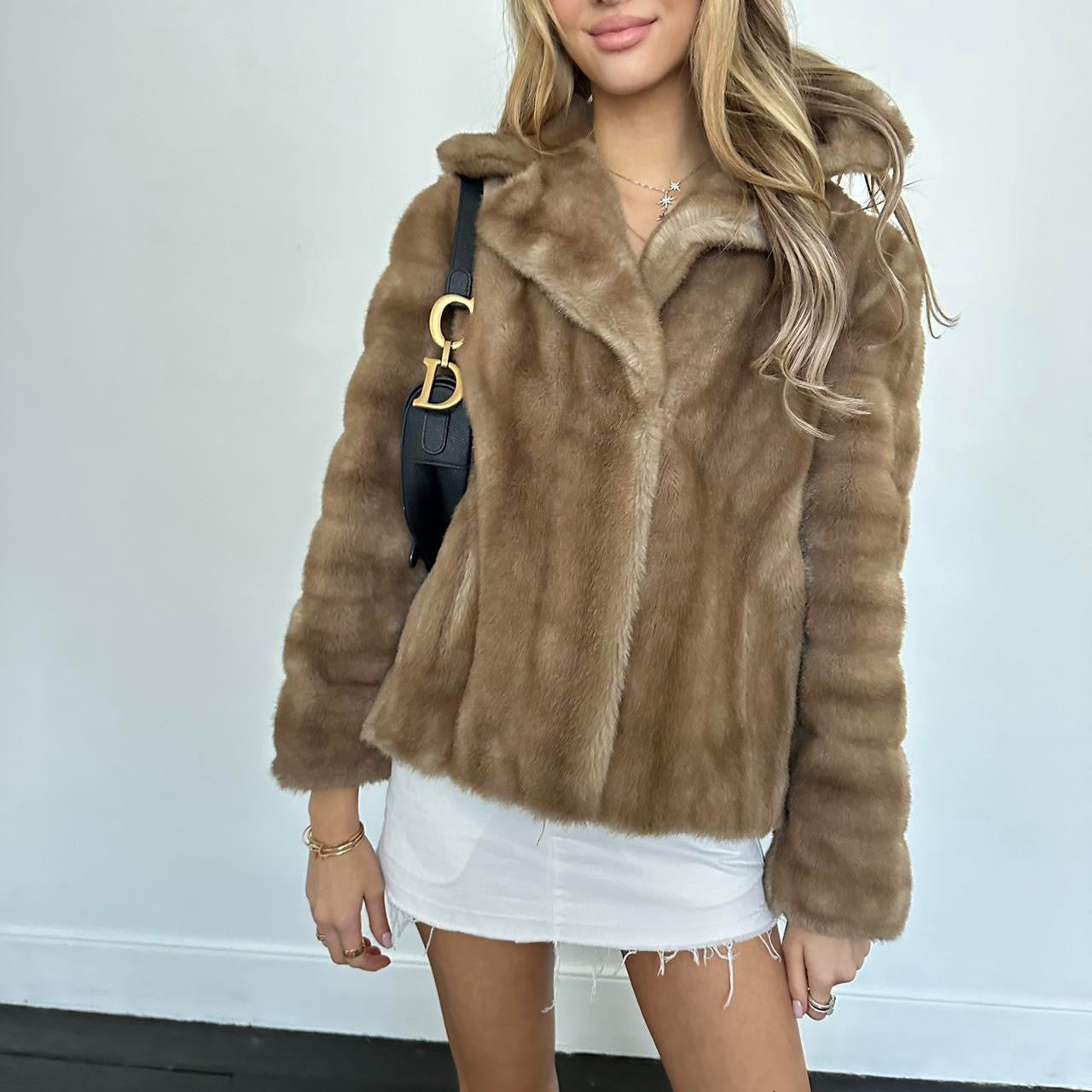 Vintage 2000’s brown faux fur jacket