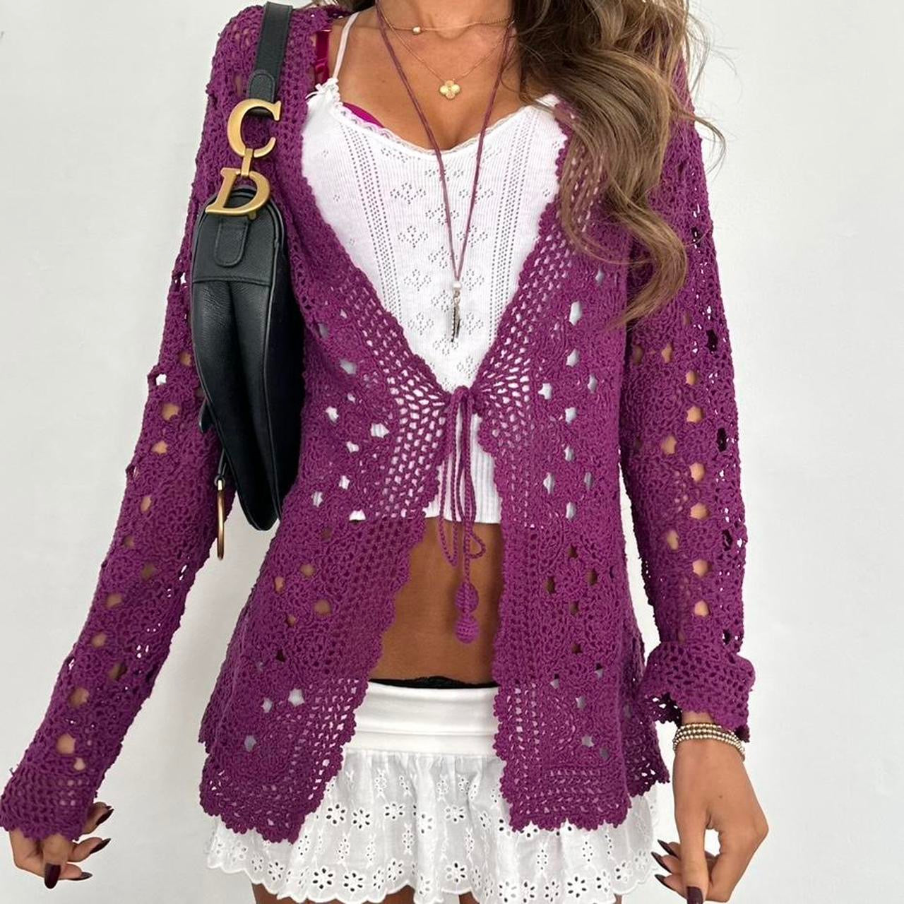 Vintage 90’s purple crochet cardigan