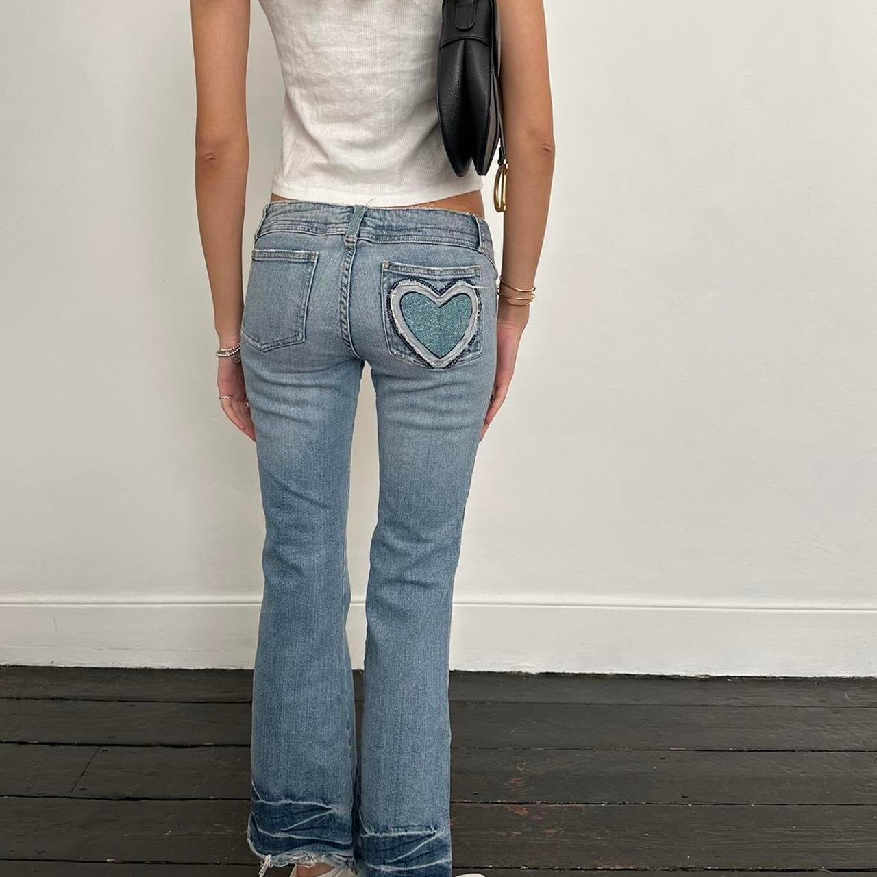 Vintage 2000’s heart beaded blue jeans