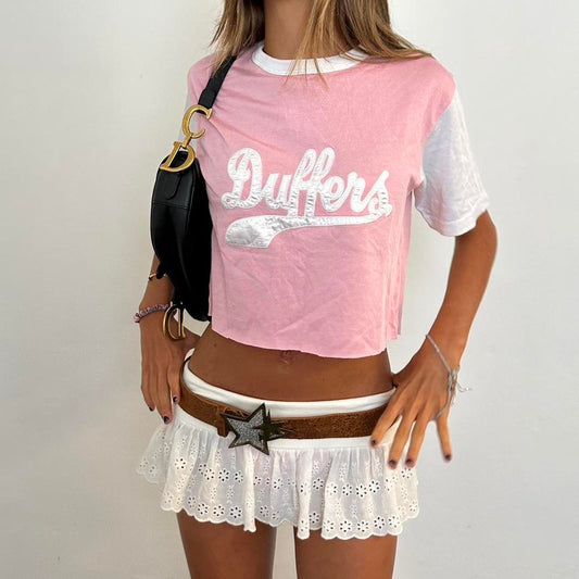 Vintage Duffers pink and white tee 🩷