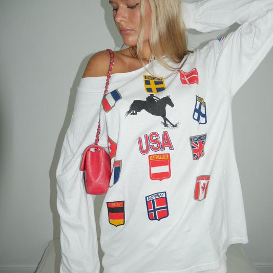 Vintage 90’s preppy flag long sleeves top