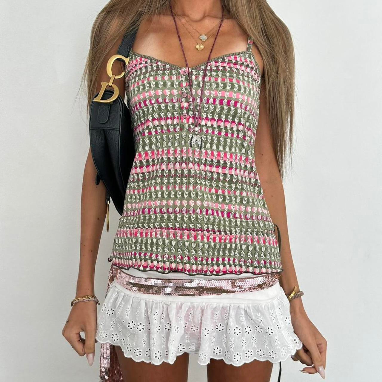 Vintage 00s colourful cami boho summer top