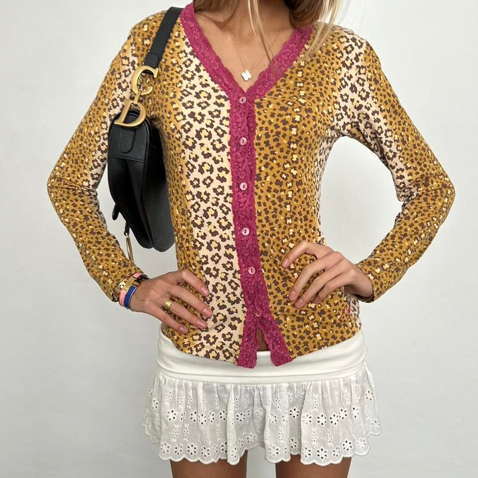 Vintage 90’s lace leopard print cardigan