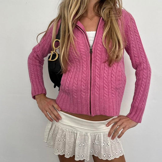 Vintage 90’s knitted pink preppy cardigan