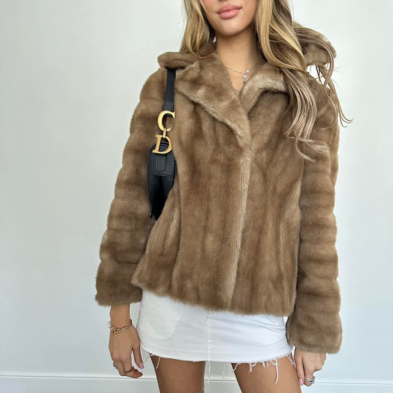 Vintage 2000’s brown faux fur jacket