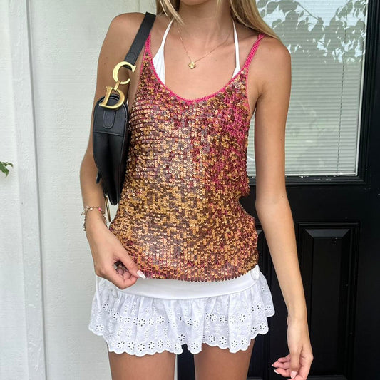 Vintage 90’s sequin pink cami top