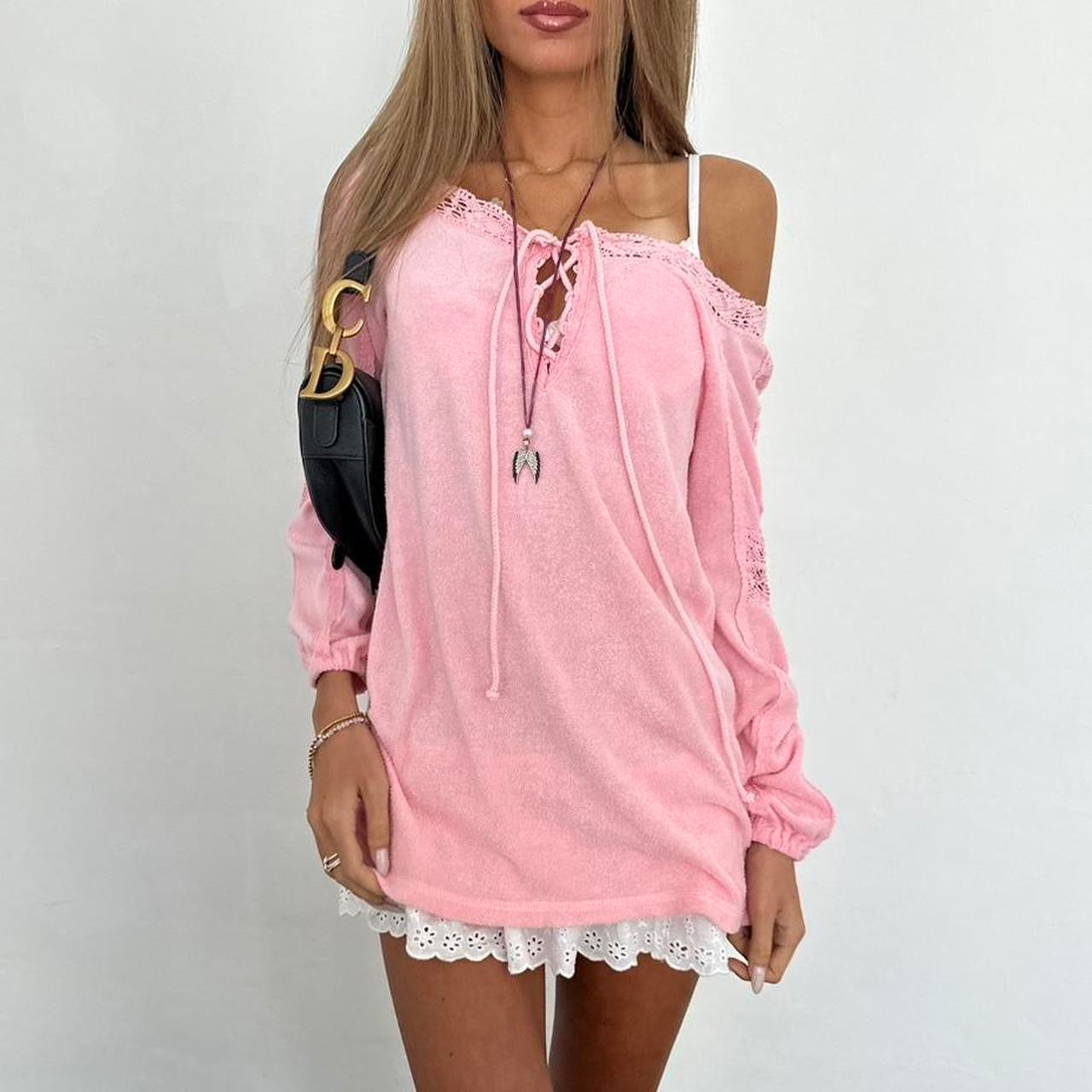 Vintage 90s Juicy Couture pink crochet top