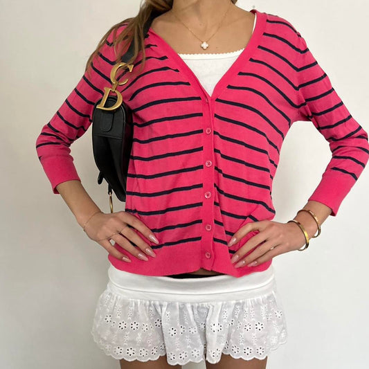 Vintage 90’s pink & black striped cardigan