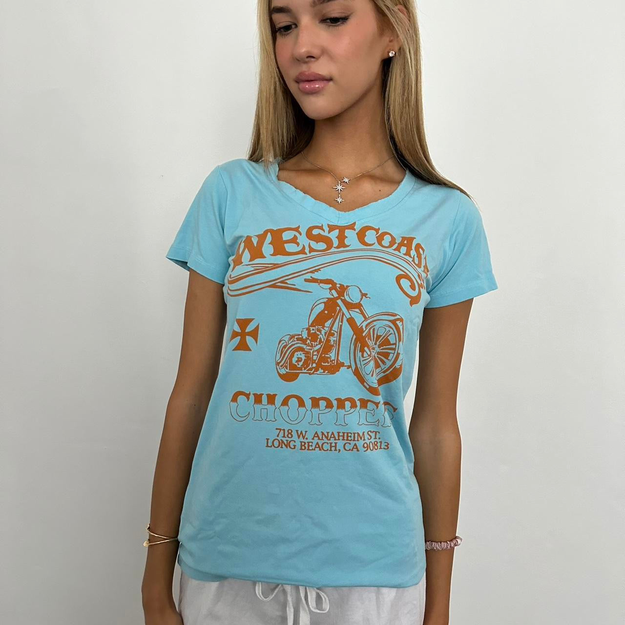 Vintage West Coast aqua blue top