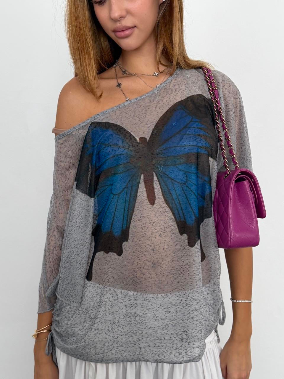 Vintage 00’s butterfly sheer top