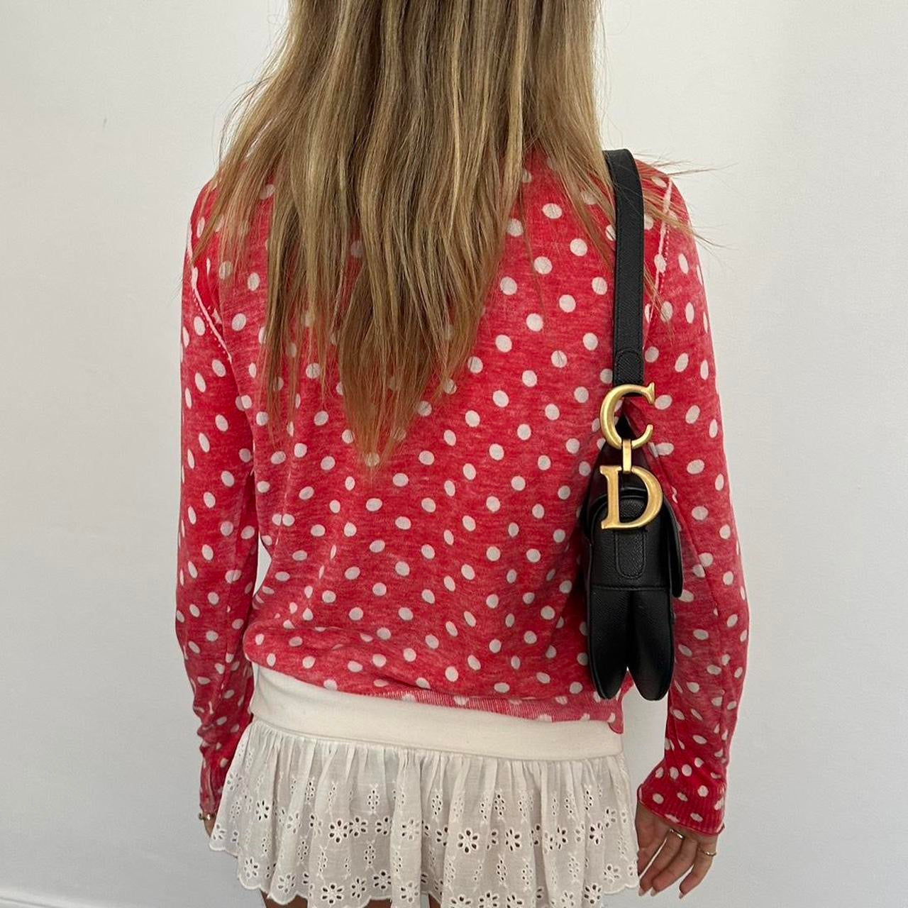 Vintage red polka dot long sleeve cardigan top