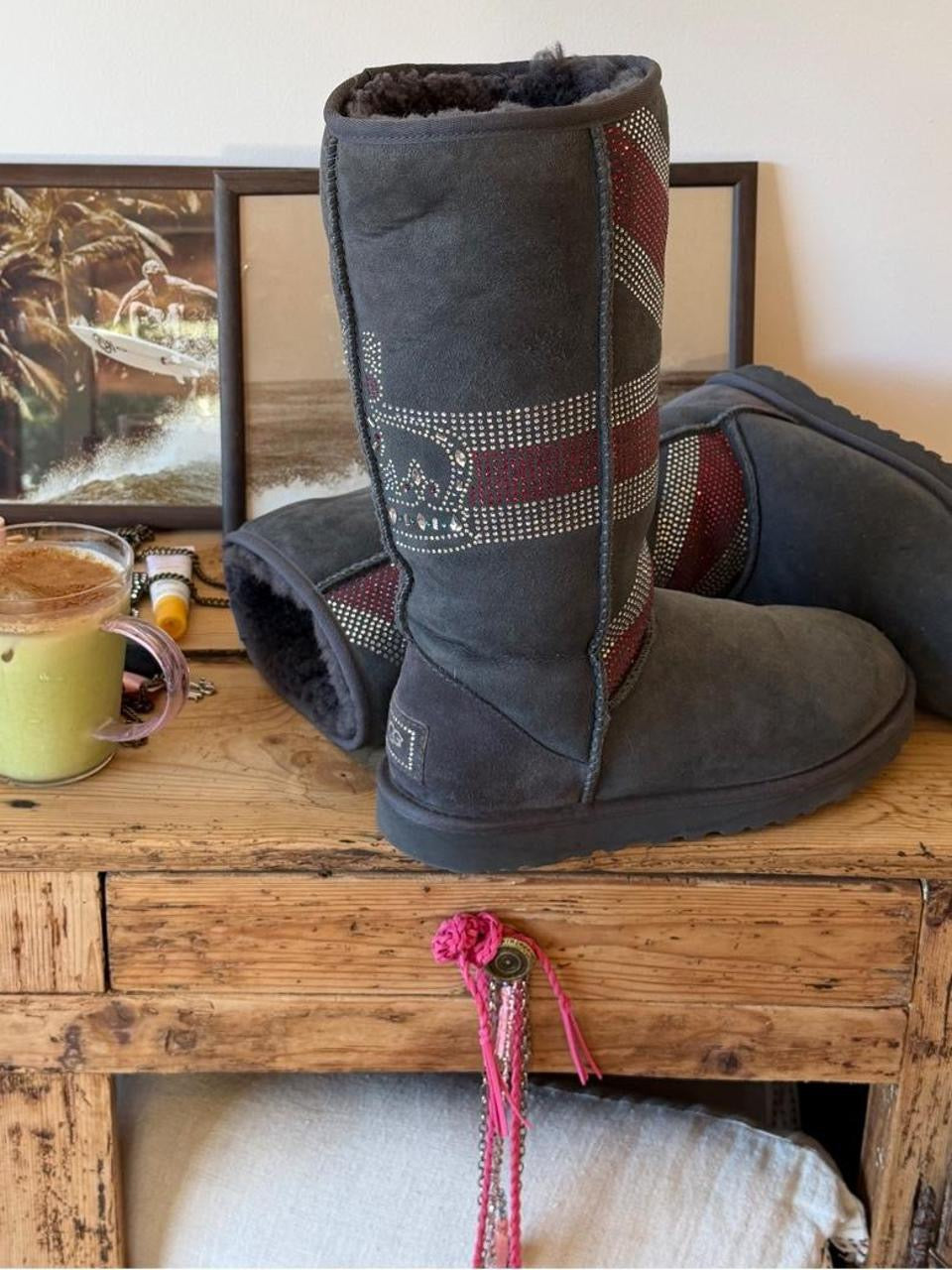 Vintage RARE 2011 Ugg Union Jack Swarovski boots