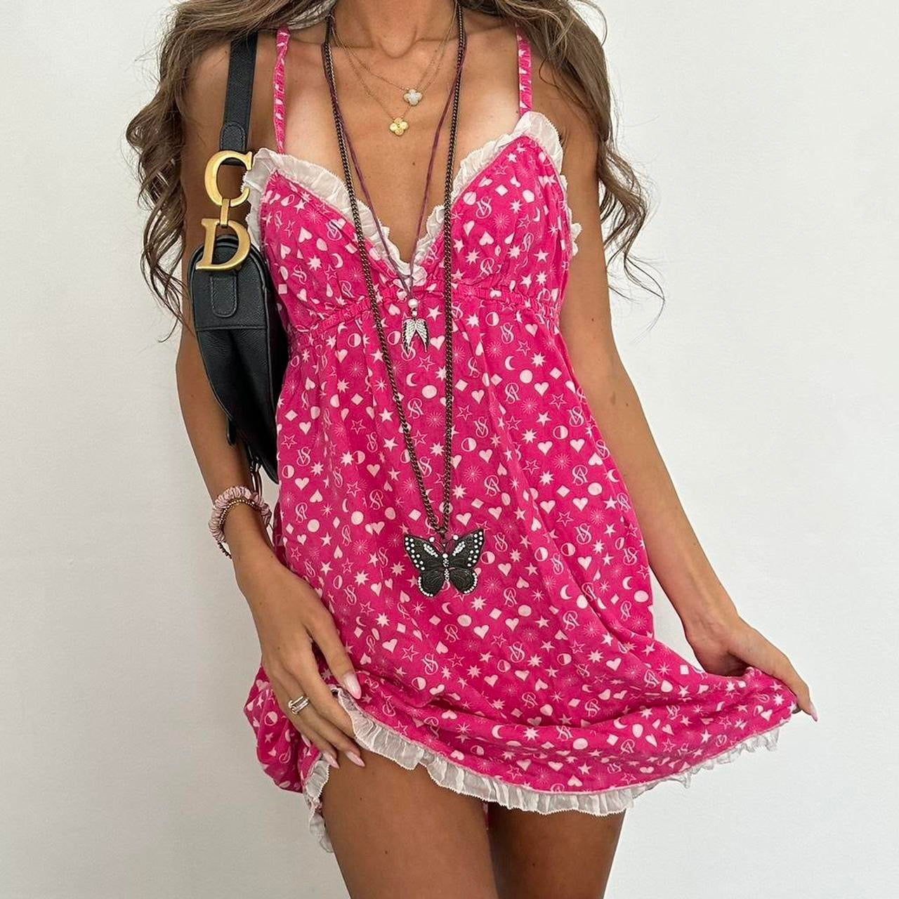 Vintage 2000’s pink heart print Victoria’s Secret dress