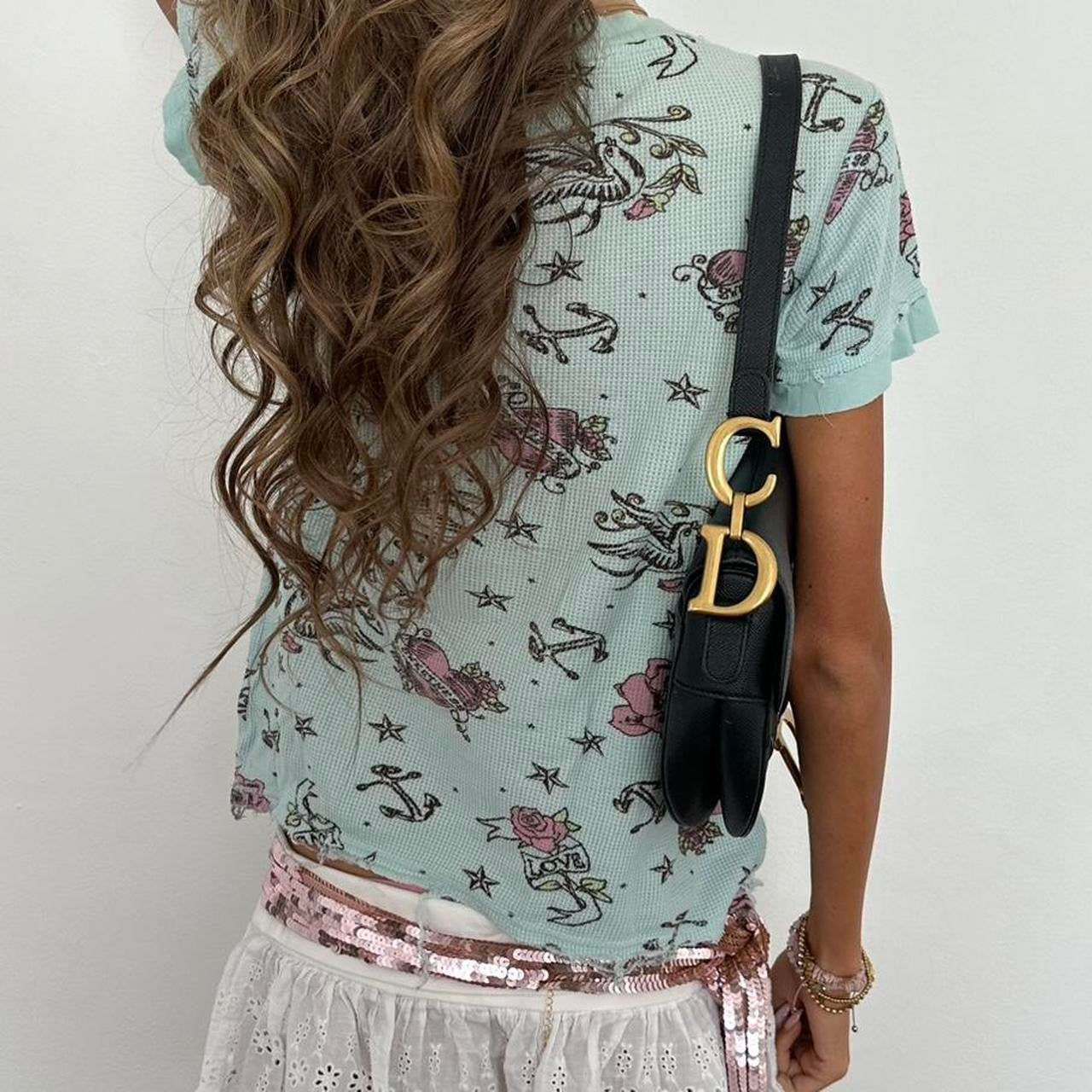 Vintage 00s blue waddle tattoo design top