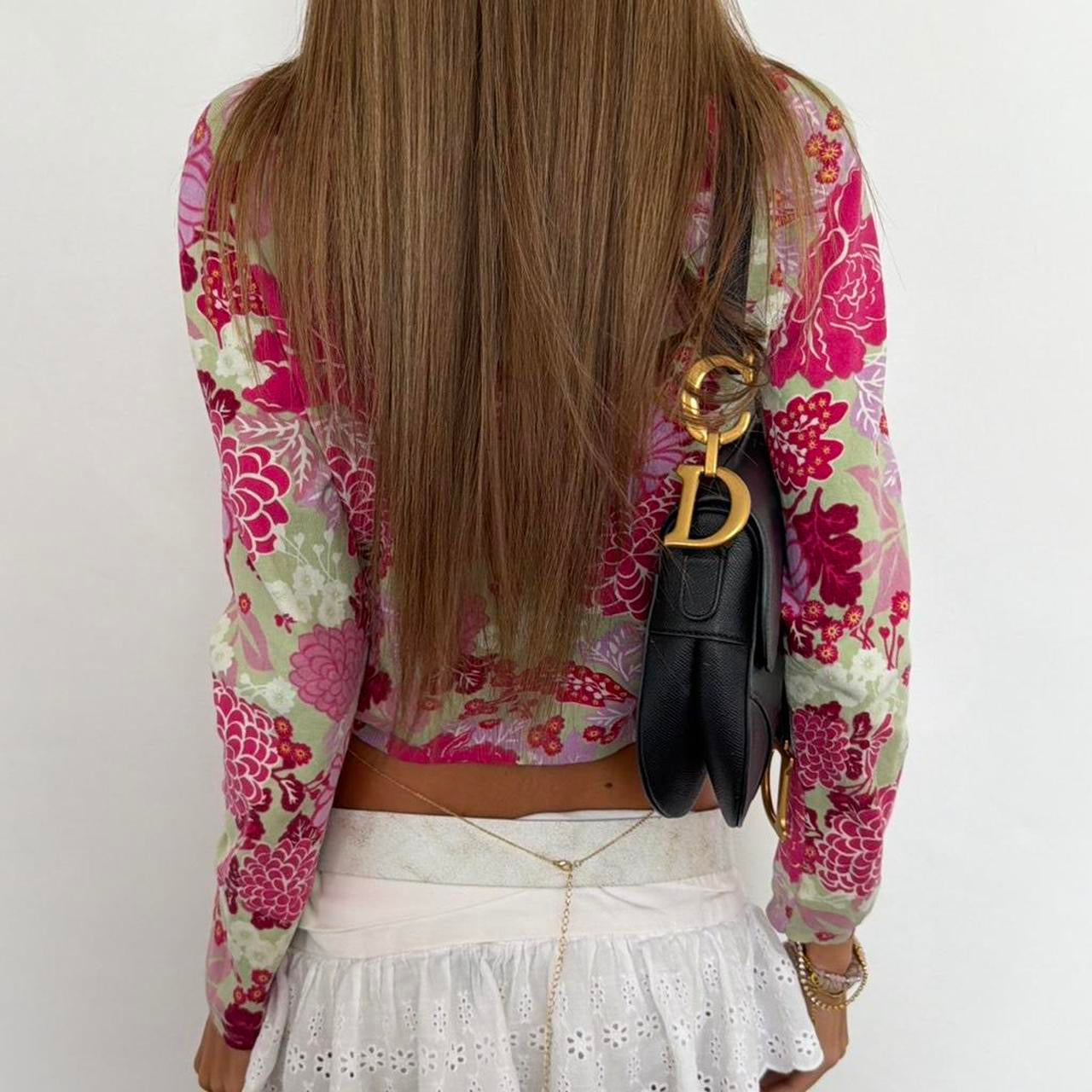 Vintage 00s floral cropped cardigan top