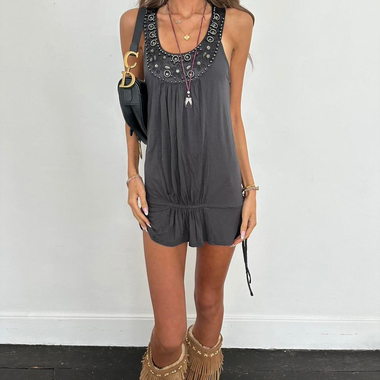 Vintage grey sequin mini dress
