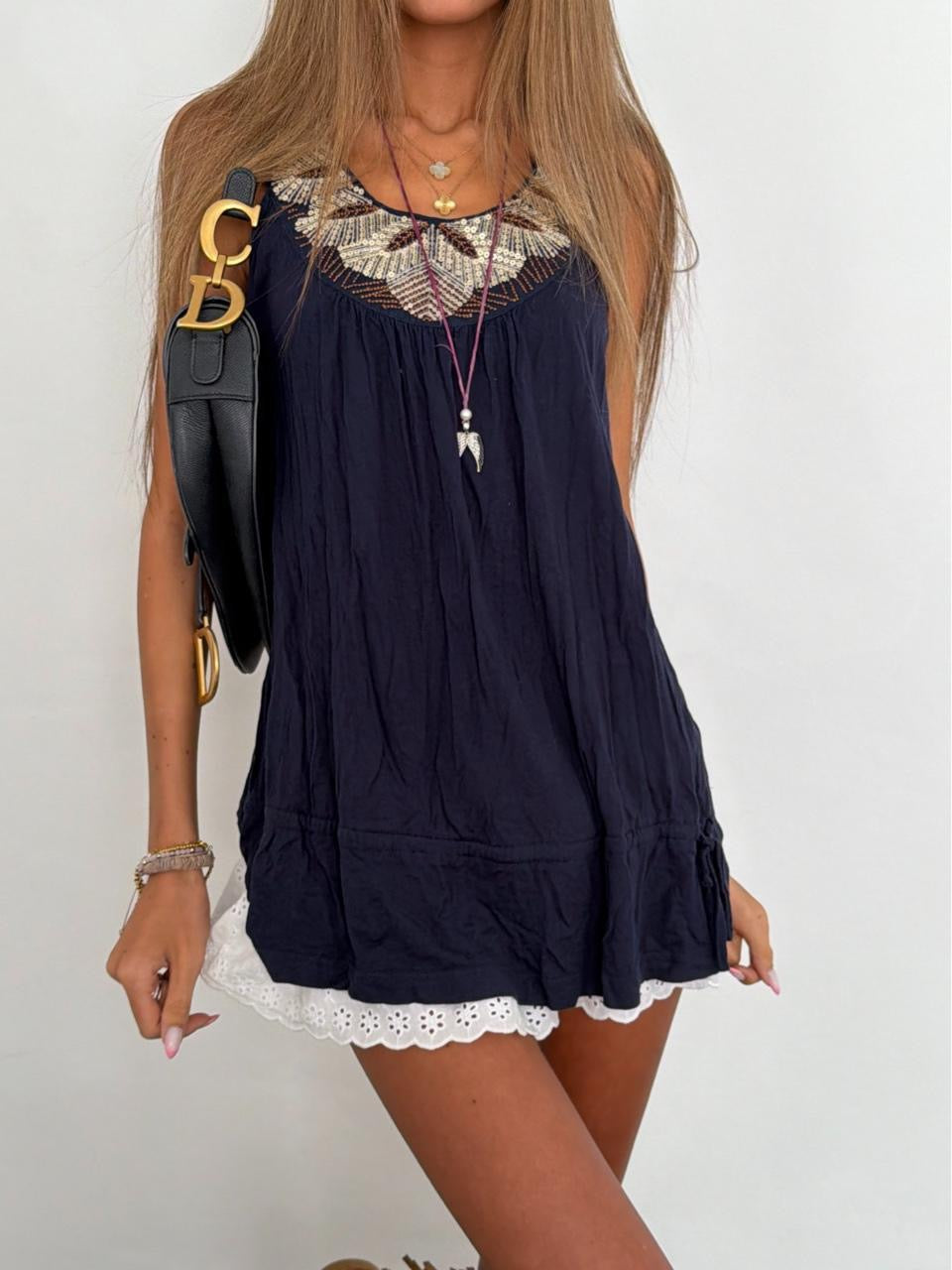 Vintage 00’s navy embellished top