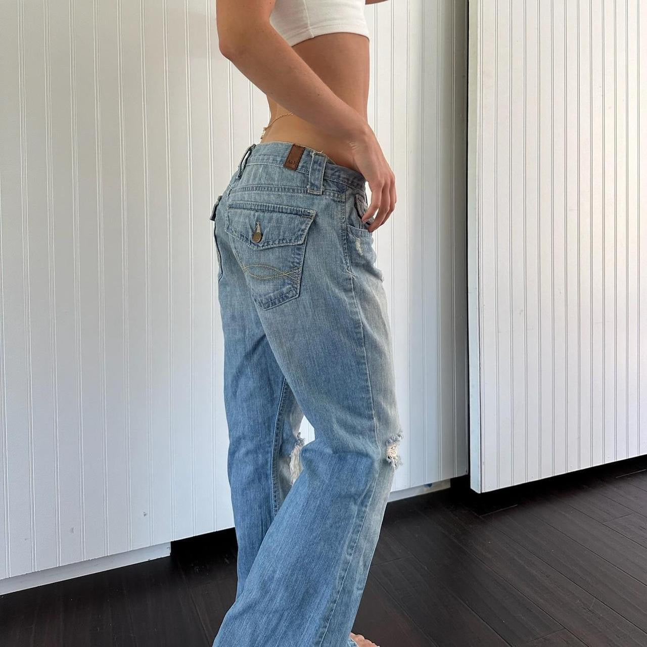 Vintage Abercrombie and Fitch 2000’s distressed blue jeans