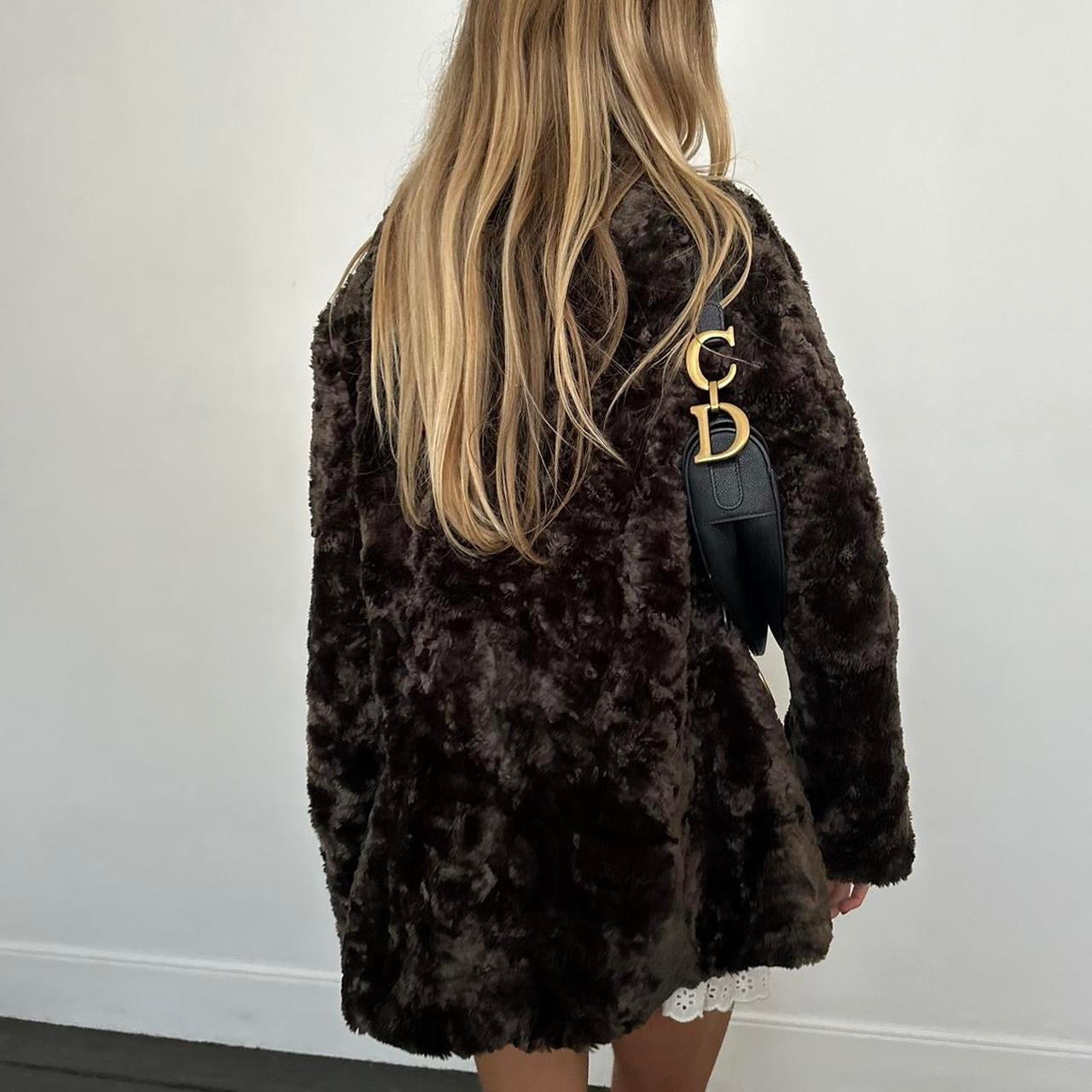 Vintage 2000’s dark brown faux fur jacket