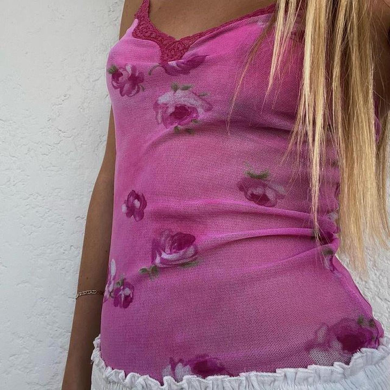 Vintage rare Victoria’s Secret pink floral print cami top