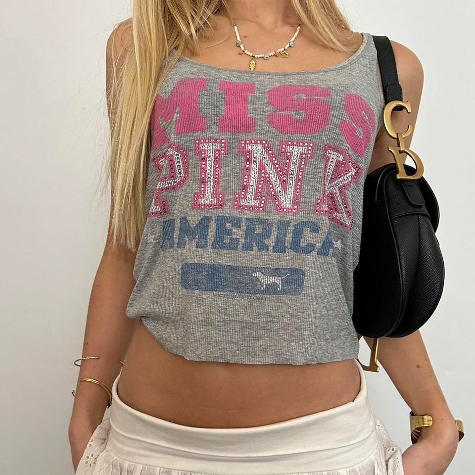 Vintage 2000’s Victoria’s Secret pink tank top ‘Miss Pink America’