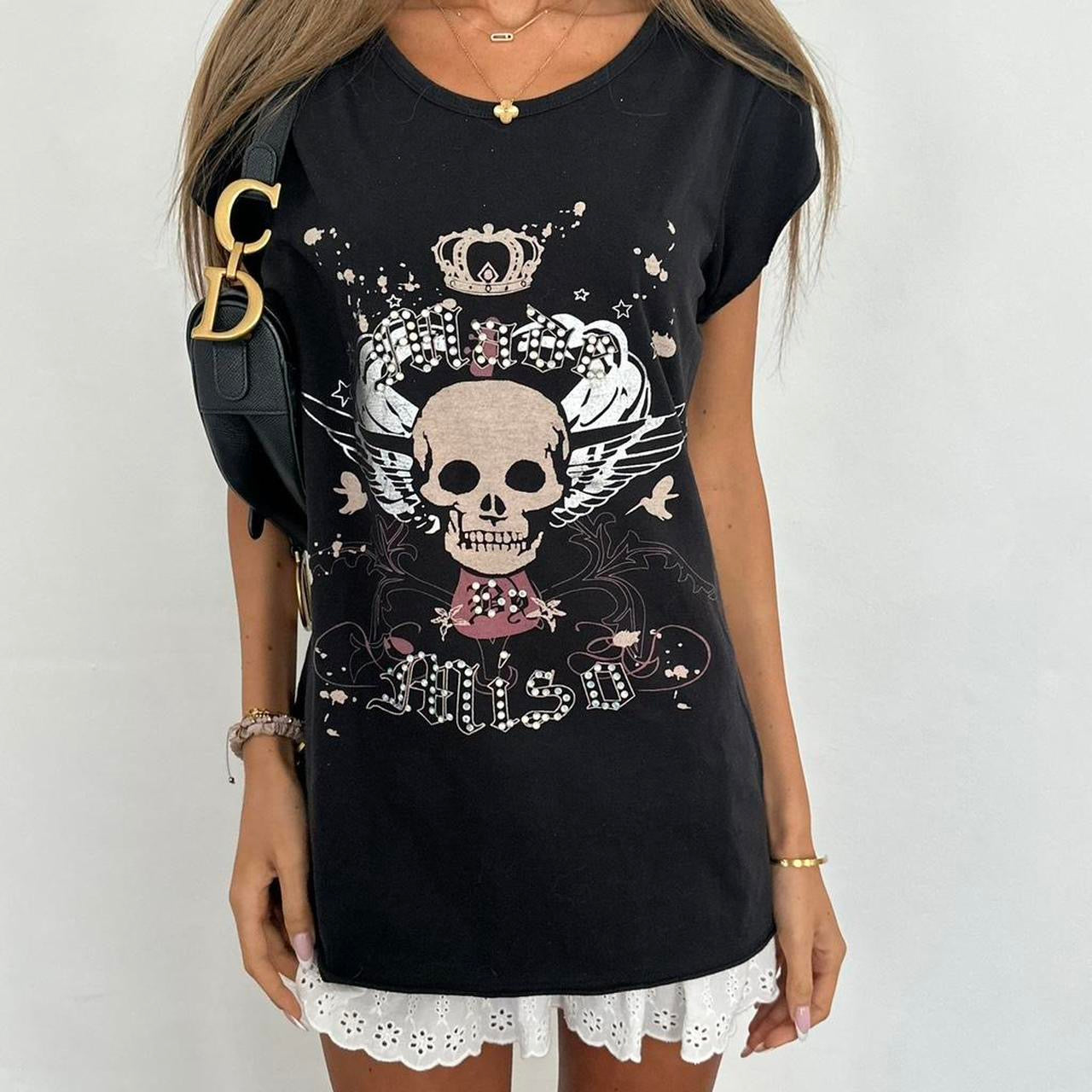 Vintage 2000s black skull top