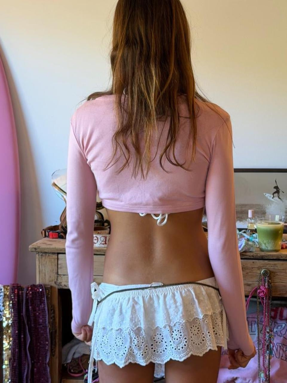 Vintage 00’s pink tie up top