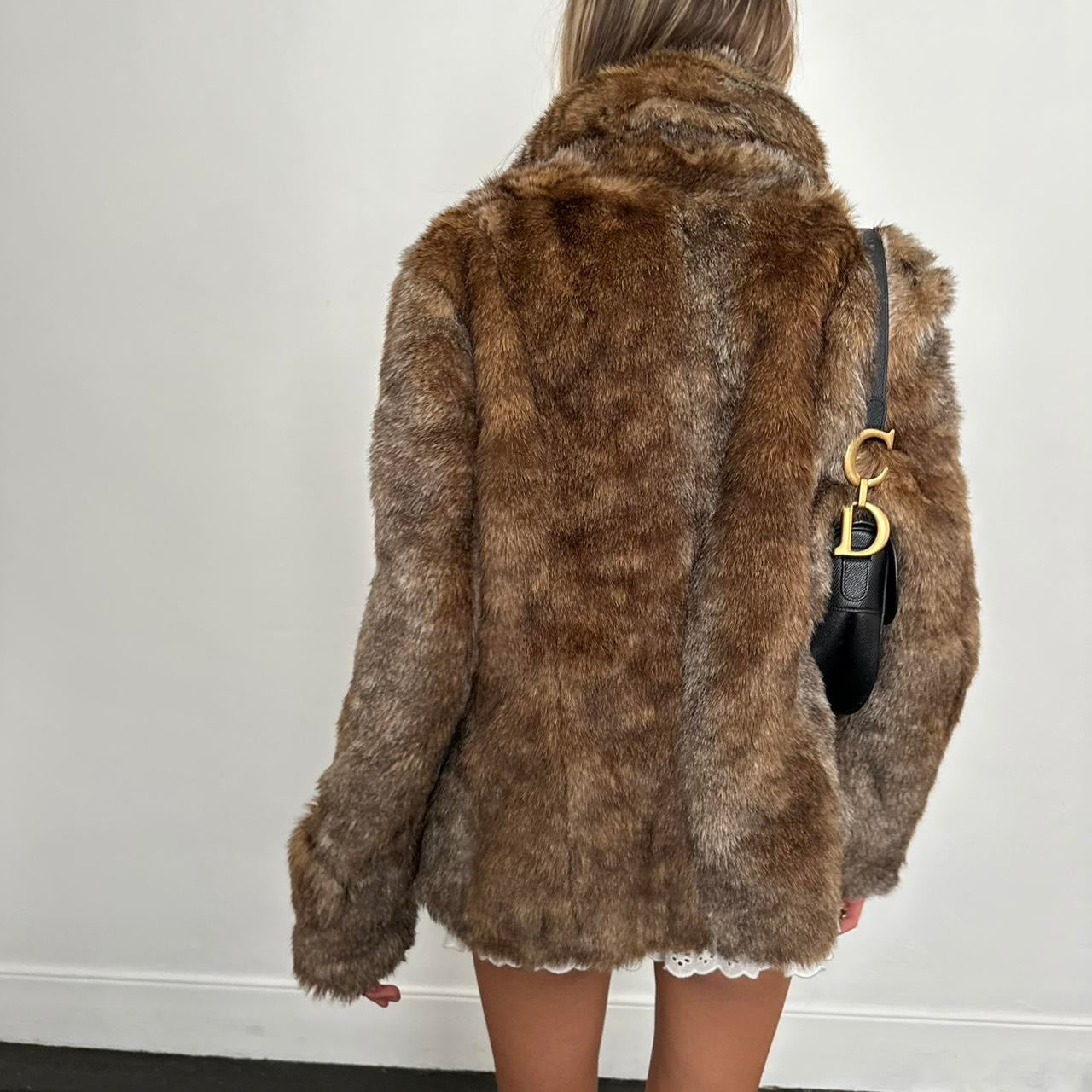 Vintage 2000’s dark brown faux fur jacket