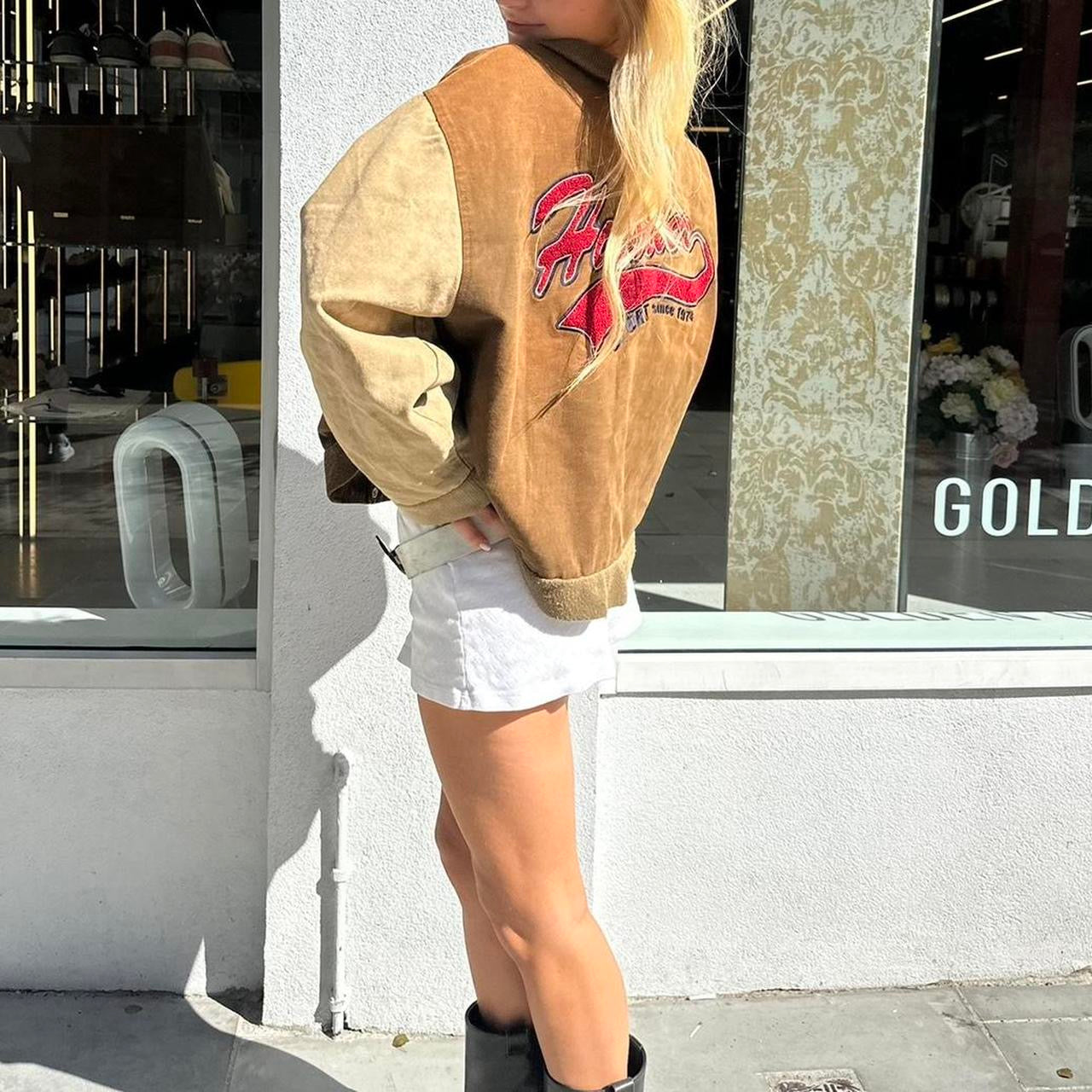 Vintage 90’s brown Hustler bomber jacket