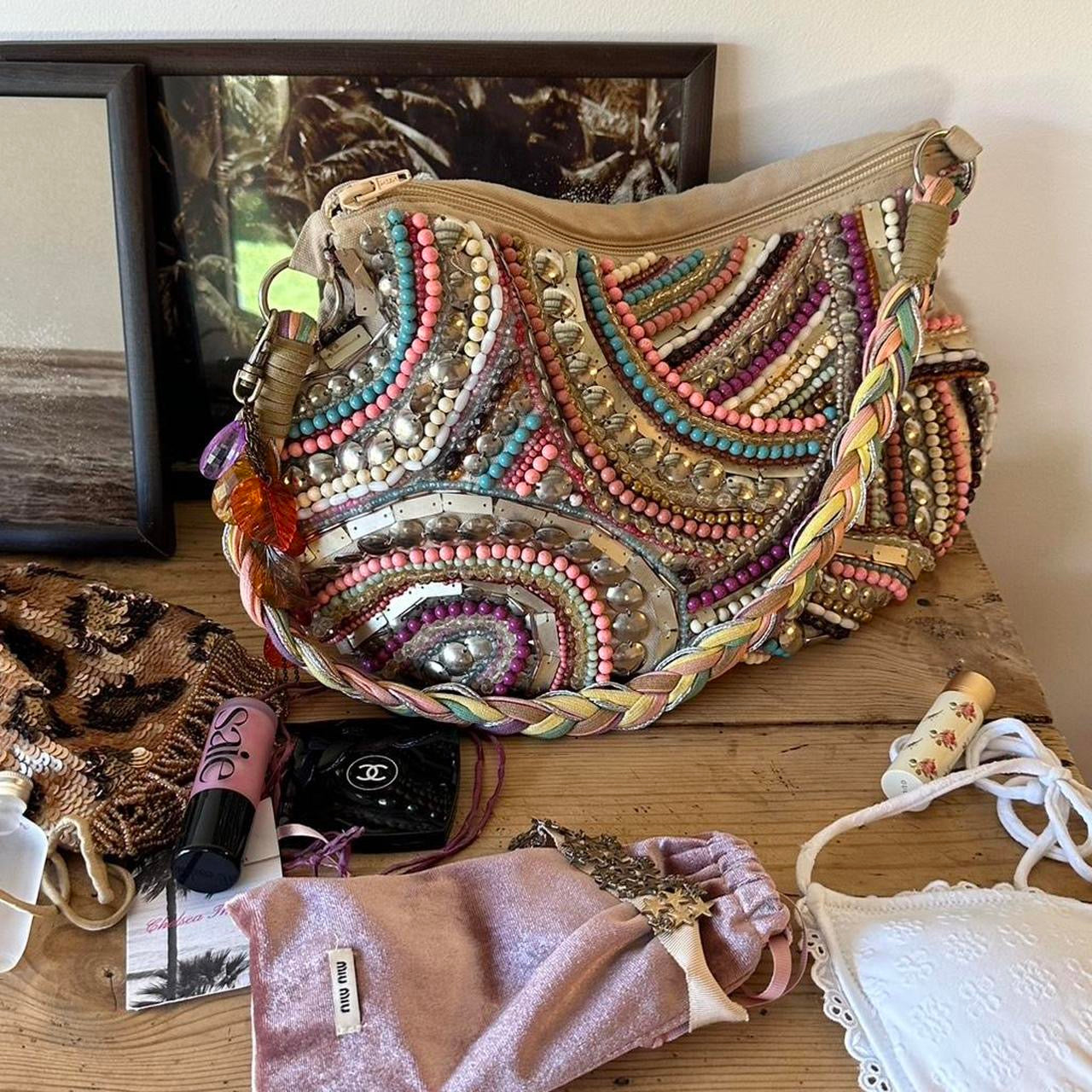 Vintage boho beaded Bag