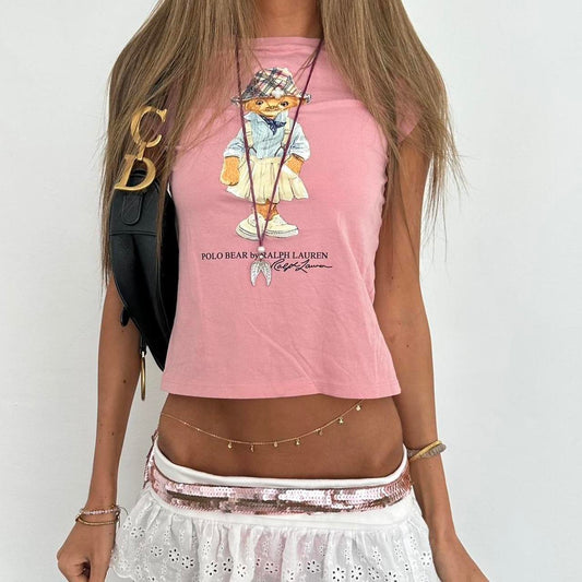 Vintage 00s Polo Ralph Lauren pink baby tee