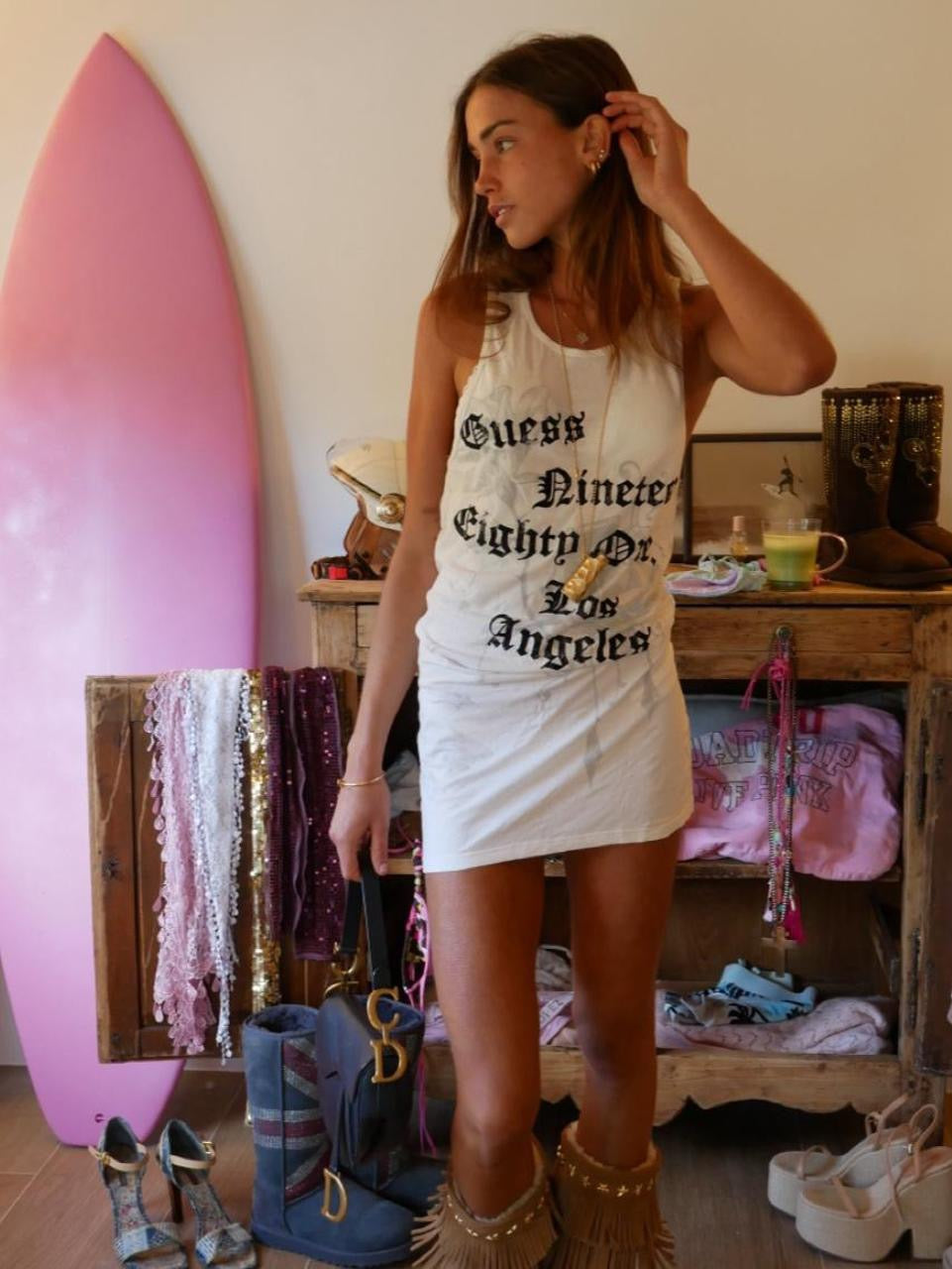 Vintage 00’s Guess white graphic dress