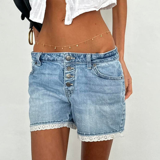 Vintage 00s eyelet trim denim shorts