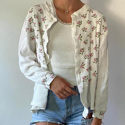 Vintage 90’s Victoria Secret Country waffle floral cardigan