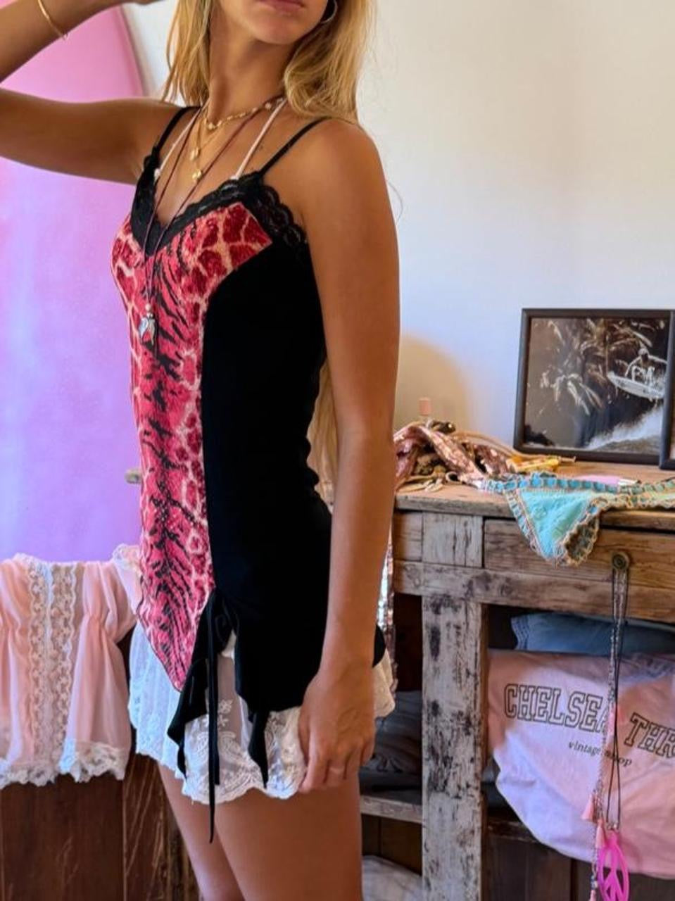 Vintage 00’s snake print contrast top