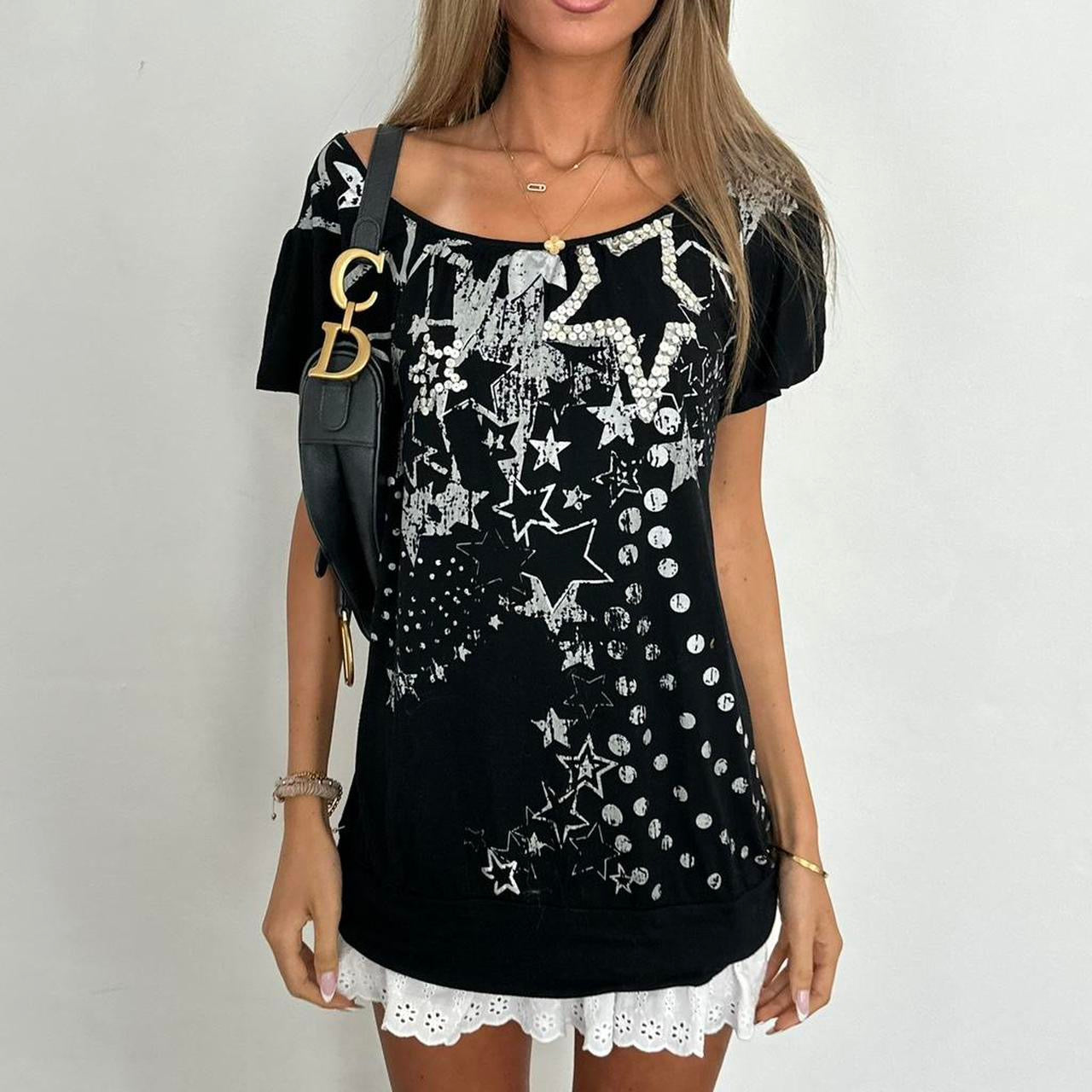 Vintage 2000’s black star graphic top