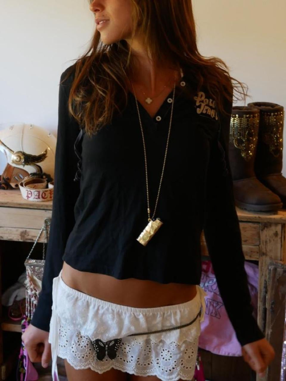 Vintage 00’s Polo Jeans by Ralph Lauren black hooded long sleeve top