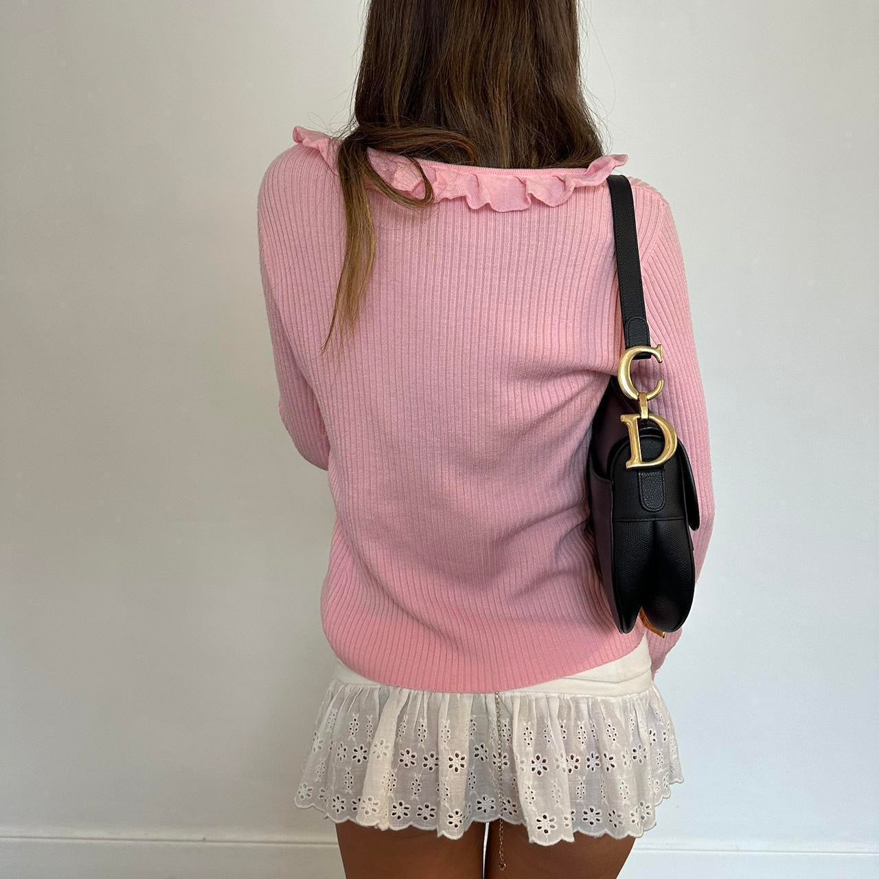 Vintage 90s pink long sleeve tie up top