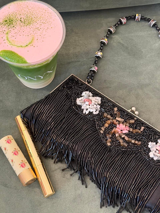 Vintage 90’s black sequin evening purse