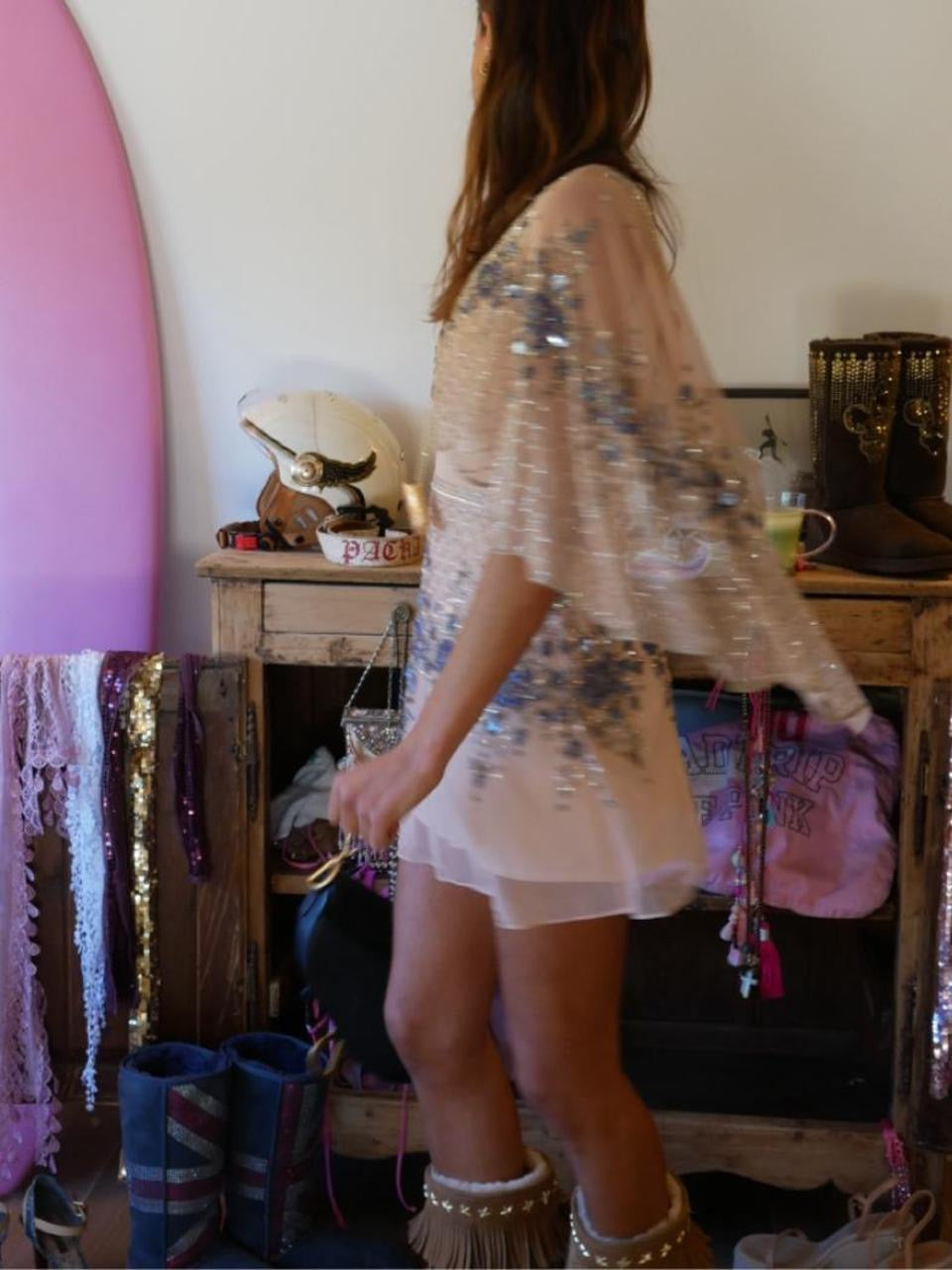 Vintage 00’s beautiful embellished dress with matching delicate cape