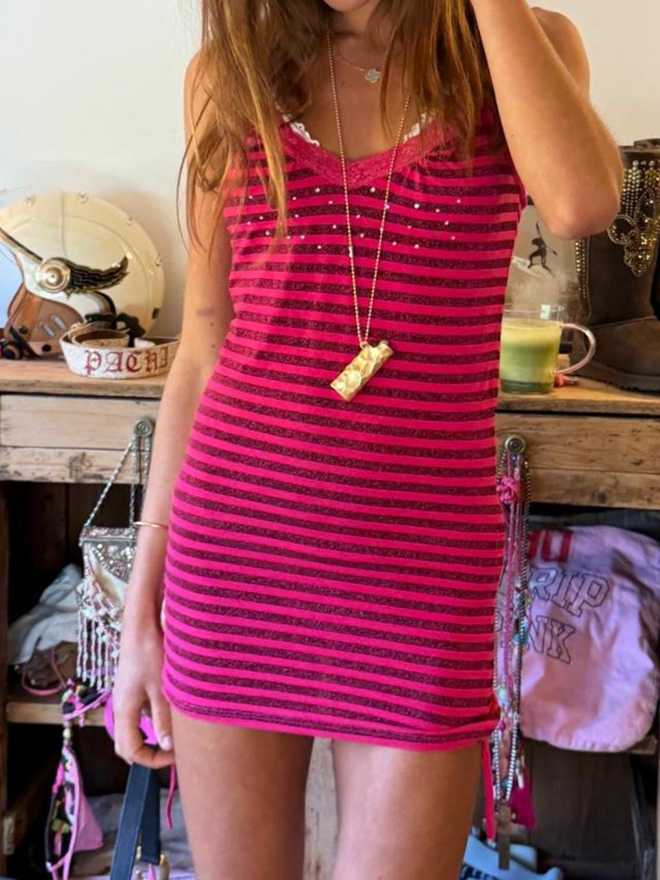Vintage 00’s striped pink mini dress