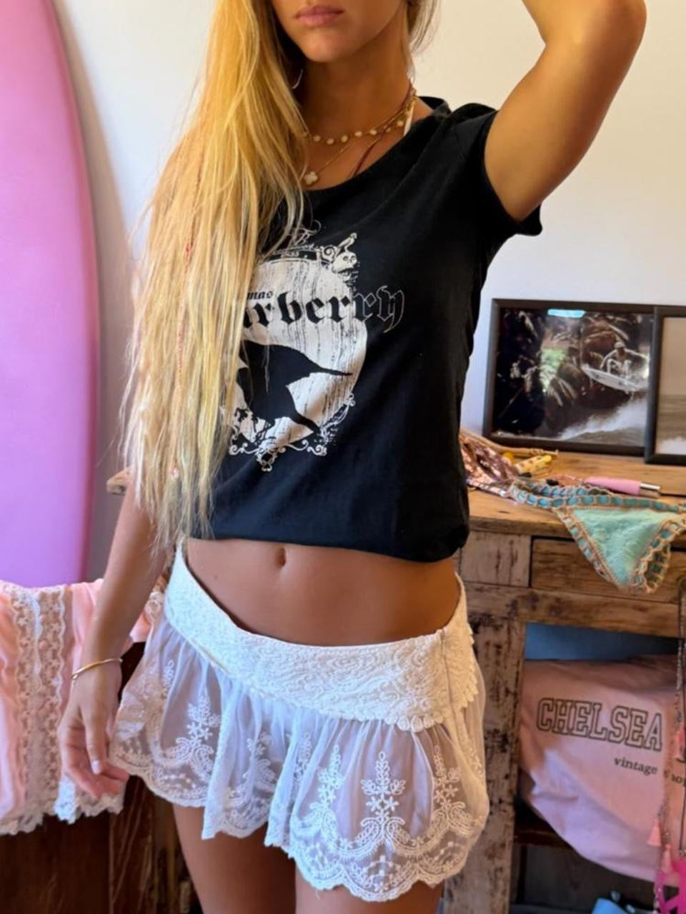 Vintage 00’s Thomas Burberry black graphic top