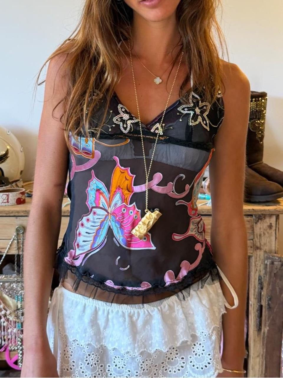 Vintage 00’s mesh butterfly cami top