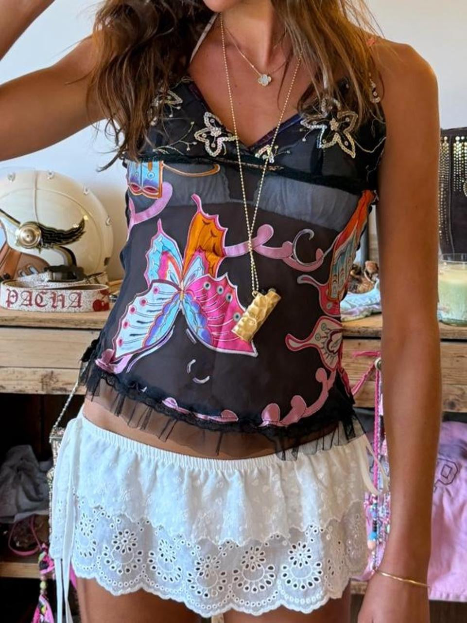 Vintage 00’s mesh butterfly cami top