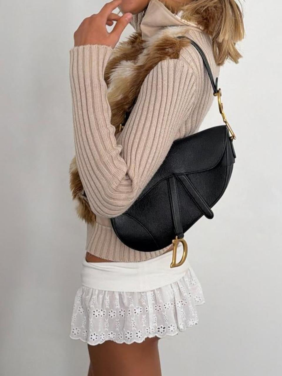 Vintage 00’s faux fur ribbed zip up cardigan